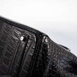 Hermès Birkin 40 Crocodile Porosus Noir Mat Bijouterie Palladium