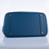 Hermès Birkin 40 HAC Bleu Thalassa Togo & Surpiqûres Blanches Accastillage Palladium - 2003, G Carré