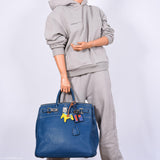 Hermès Birkin 40 HAC Bleu Thalassa Togo & Surpiqûres Blanches Accastillage Palladium - 2003, G Carré