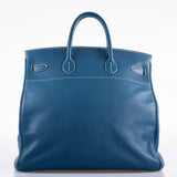 Hermès Birkin 40 HAC Bleu Thalassa Togo & Surpiqûres Blanches Accastillage Palladium - 2003, G Carré