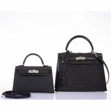 Hermès Kelly 20 Mini II Sellier Cuir Epsom Noir Bijouterie Palladium - 2020, Y
