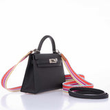 Hermès Kelly 20 Mini II Sellier Cuir Epsom Noir Bijouterie Palladium - 2020, Y
