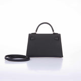 Hermès Kelly 20 Mini II Sellier Cuir Epsom Noir Bijouterie Palladium - 2020, Y