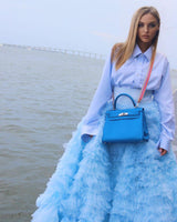 Hermes Kelly 28 Retourne Blue Hydra Evercolor leather Palladium Hardware - 2016, X
