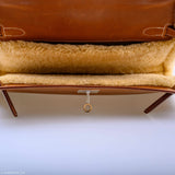 Hermes Teddy Kelly Clutch Barenia Leather & Mouton Shearling Palladium Hardware - 2007, K Square
