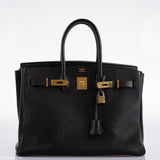 Hermes Birkin 35 Black Ardennes Leather Gold Hardware - Circle W