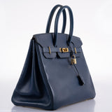 Hermès Birkin 35 Bleu Saphir cuir Ardennes accastillage doré - Cercle Z