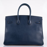 Hermès Birkin 35 Bleu Saphir cuir Ardennes accastillage doré - Cercle Z