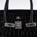 Hermès Birkin 40 Crocodile Porosus Noir Mat Bijouterie Palladium