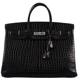 Hermès Birkin 40 Crocodile Porosus Noir Mat Bijouterie Palladium