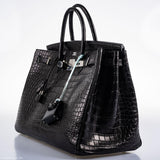 Hermès Birkin 40 Crocodile Porosus Noir Mat Bijouterie Palladium