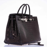 Hermès Birkin 40 Crocodile Porosus Noir Mat Bijouterie Palladium