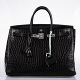 Hermès Birkin 40 Crocodile Porosus Noir Mat Bijouterie Palladium