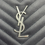 SAINT LAURENT Vinyle YSL Round Quilted Grain de Poudre Crossbody Blue