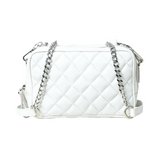 Sac bandoulière matelassé en cuir blanc