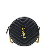 Sac bandoulière rond matelassé Grain de Poudre Vinyle YSL SAINT LAURENT
