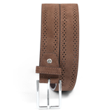 Brown Textured Suede Belt for Men