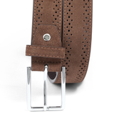 Brown Textured Suede Belt for Men