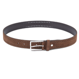 Brown Textured Suede Belt for Men