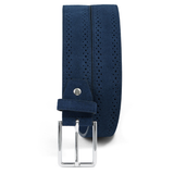 Navy Suede Belt with Dotted Pattern