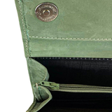Leather Clutch  Handle Green