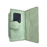 Leather Clutch  Handle Green