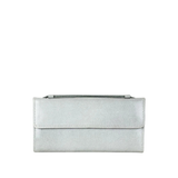 Moving Handle Leather Clutch – Grey