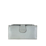 Moving Handle Leather Clutch – Grey