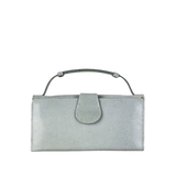 Moving Handle Leather Clutch – Grey