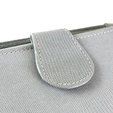 Moving Handle Leather Clutch – Grey