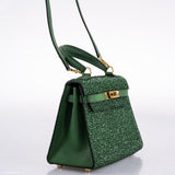 Vintage Hermes Emerald Kelly of Oz with Swarovski Crystals Epsom Gold Hardware