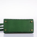 Vintage Hermes Emerald Kelly of Oz with Swarovski Crystals Epsom Gold Hardware
