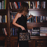 Vintage Hermes Kelly 28 Sellier Black Box Painted "Qashqai" Design with Gold Hardware