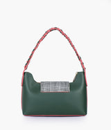 Sac à main couleur vert armée avec bandoulière tressée