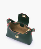 Sac à main couleur vert armée avec bandoulière tressée