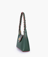 Sac à main couleur vert armée avec bandoulière tressée