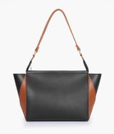 Black and brown color trio twist handbag