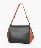 Black and brown color trio twist handbag