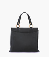 Black front lock top-handle mini bag for women