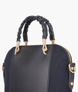 Black color suede small evening bag