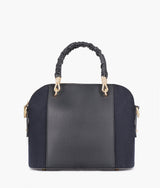 Black color suede small evening bag