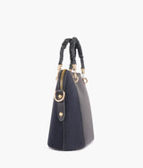 Black color suede small evening bag