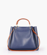 Blue metal handle tote bag for women