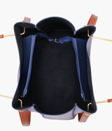 Blue metal handle tote bag for women