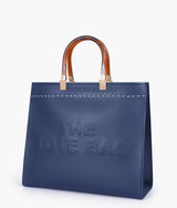Blue color signature tote bag
