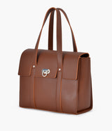 Brown carry-all satchel bag for women