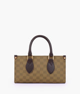 Brown color checkered on-the-go mini bag