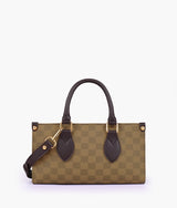Brown color checkered on-the-go mini bag