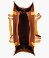Brown long strap tote handbag for women