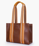 Brown long strap tote handbag for women